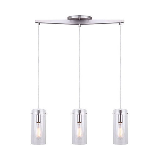 Canarm Joni 30in 3-Light Pendant | Brushed Nickel and Clear Glass | Kitchen Island & Dining Room | 30 x 4.5 x 19 in | Model IPL759A03BN