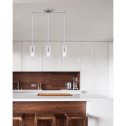 Canarm Joni 30in 3-Light Pendant | Brushed Nickel and Clear Glass | Kitchen Island & Dining Room | 30 x 4.5 x 19 in | Model IPL759A03BN
