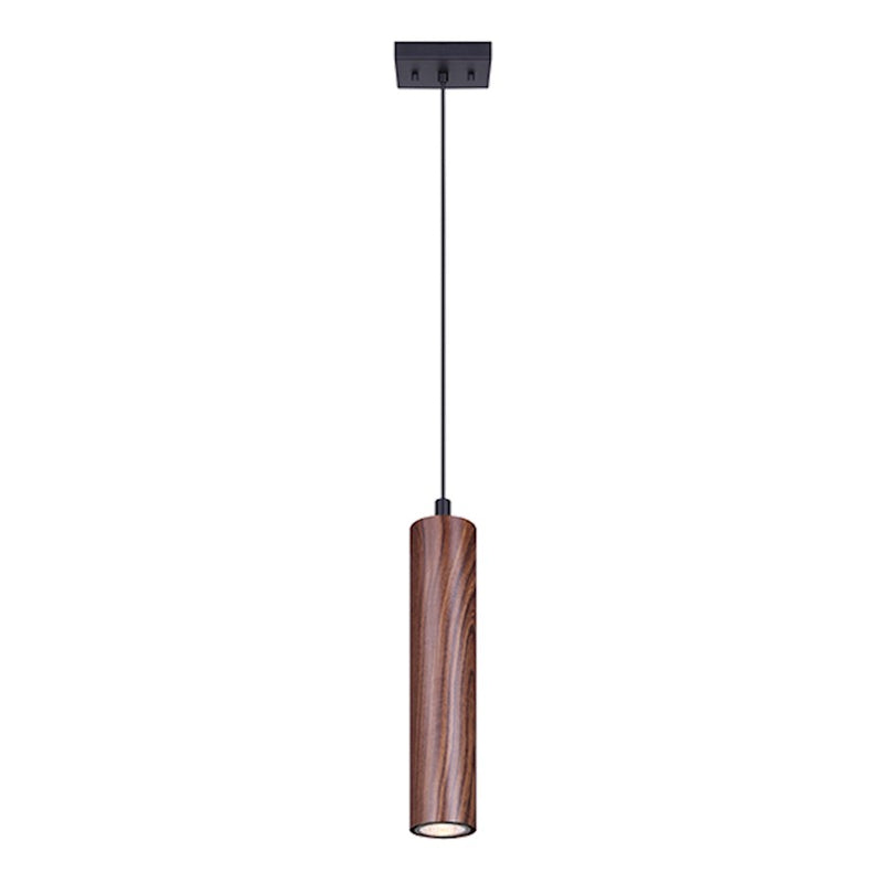 Canarm Carver 5in 1-Light Pendant | Modern Black & Faux Wood Metal | Kitchen Island & Dining Room | 5 x 5 x 14 in | Model IPL764A01BKW10