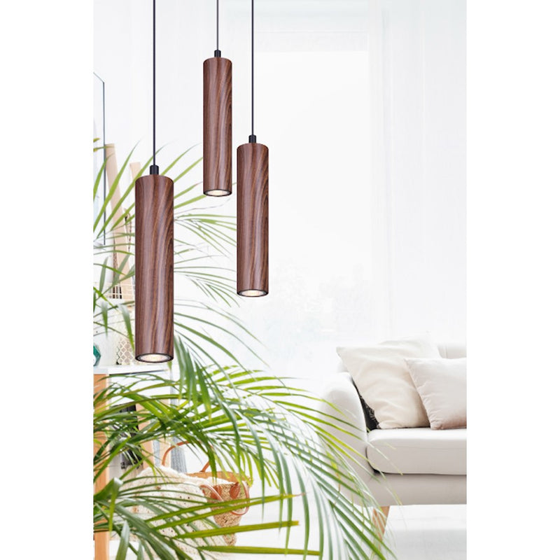 Canarm Carver 5in 1-Light Pendant | Modern Black & Faux Wood Metal | Kitchen Island & Dining Room | 5 x 5 x 14 in | Model IPL764A01BKW10