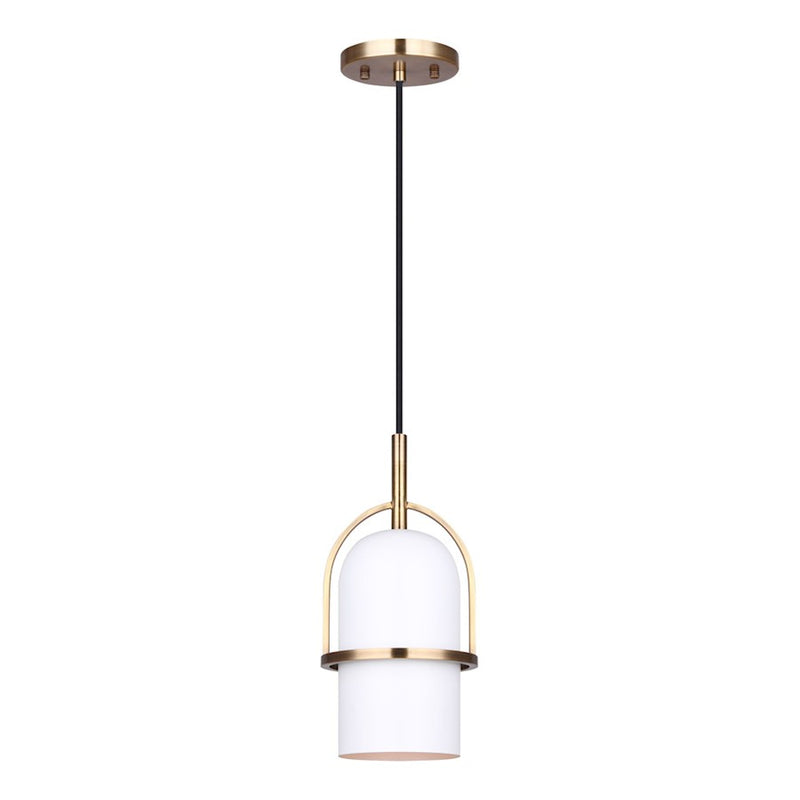 Canarm Isla 6in 1-Light Pendant | Modern Gold & Matte White Metal | Kitchen Island & Dining Room | 6 x 6 x 62 in | Model IPL777B01GDW