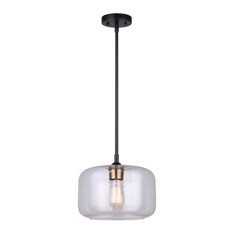 Canarm Fauna 11in 1-Light Pendant | Modern Matte Black & Gold Metal | Kitchen Island & Dining Room | 11 x 11 x 60 in | Model IPL778B01BKG