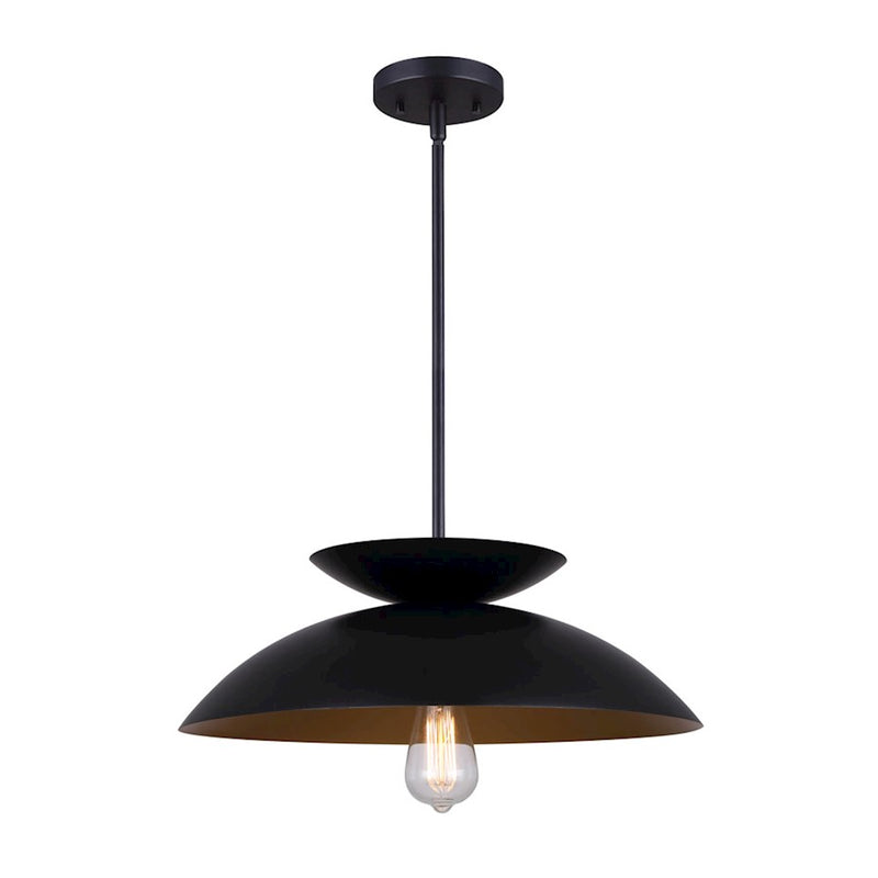 Canarm Ziva 18in 1-Light Pendant | Matte Black Metal | Kitchen Island & Dining Room | 18 x 18 x 55 in | Model IPL786B01BK