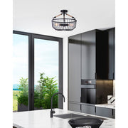Canarm Theo 18in 1-Light Semi-Flush Mount | Matte Black Metal with Rope Accent | Industrial Farmhouse Ceiling Light | Model ISF1061A03BK