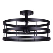 Canarm Ade 16in 3-Light Semi Flush | Industrial Matte Black with Gold and Brushed Nickel Sleeves | Bedroom & Hallway | Model ISF1062A03BGB