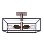 Canarm Bodie 15in 3-Light Semi Flush | Industrial Matte Black and Gold Mesh Details | Entryway & Bedroom | 15 x 15 x 8.5 in | Model ISF1069A03BKG