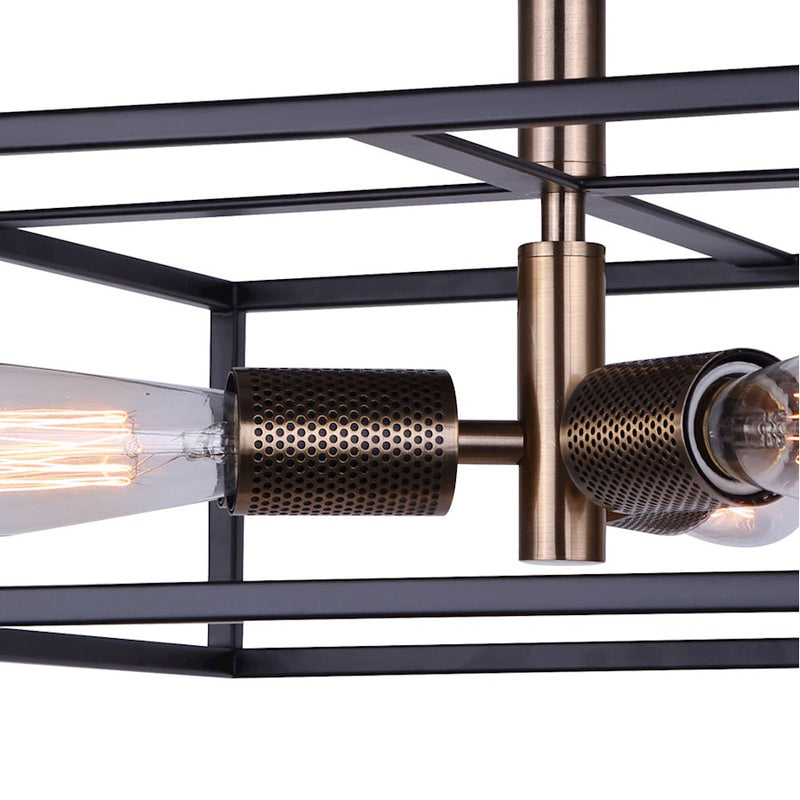 Canarm Bodie 15in 3-Light Semi Flush | Industrial Matte Black and Gold Mesh Details | Entryway & Bedroom | 15 x 15 x 8.5 in | Model ISF1069A03BKG
