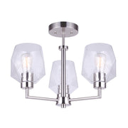 Canarm Lenci 18in 3-Light Semi Flush | Modern Brushed Nickel and Seeded Glass Shades | Dining Room & Living Room | 18 x 14 in | Model ISF1070A03BN