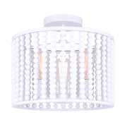 Canarm Posy 15in 3-Light Semi Flush | Casual White Wooden Beads and Metal Details | Bedroom & Nursery | 15 x 13 in | Model ISF1074A03WH