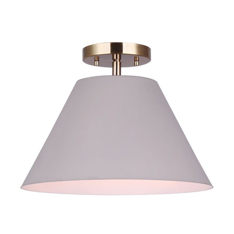 Canarm Talia 12in 1-Light Semi-Flush Mount | Matte Gold and Matte Grey Metal Shade | Entryway & Hallway | 12.5 x 9.5 in | Model ISF1076A01MGG