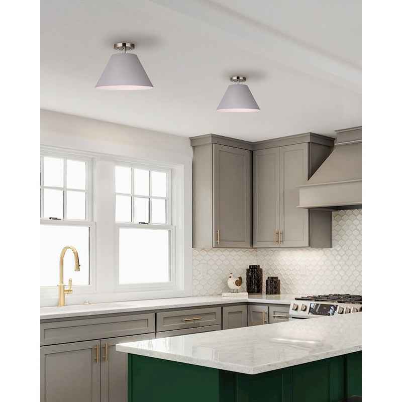 Canarm Talia 12in 1-Light Semi-Flush Mount | Matte Gold and Matte Grey Metal Shade | Entryway & Hallway | 12.5 x 9.5 in | Model ISF1076A01MGG