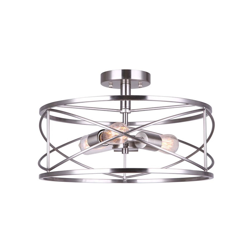 Canarm Malene 16in 3-Light Semi-Flush | Brushed Nickel Metal | Hallway & Entryway | 16 x 16 x 10 in | Model ISF1079A03BN