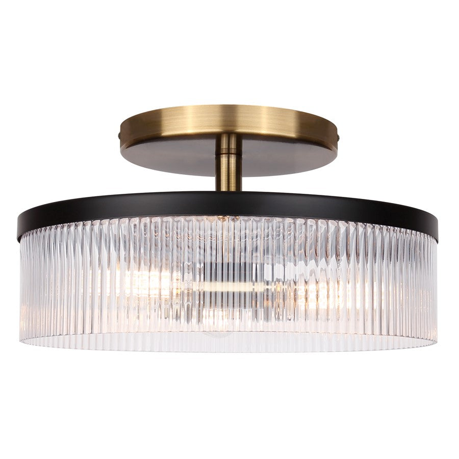 Canarm Jenner 3 Light 15" Semi Flush Mount, Matte Black/Gold - ISF1143A03BKG