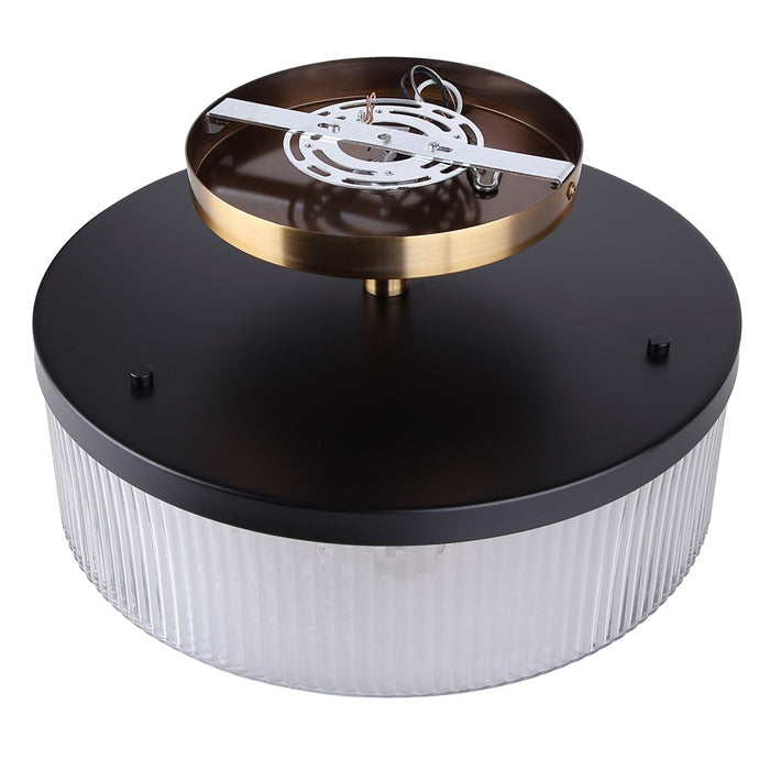 Canarm Jenner 3 Light 15" Semi Flush Mount, Matte Black/Gold