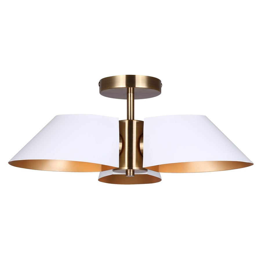 Canarm Daxton 3 Light 20" Semi Flush Mount, Matte White - ISF1146A03WHG