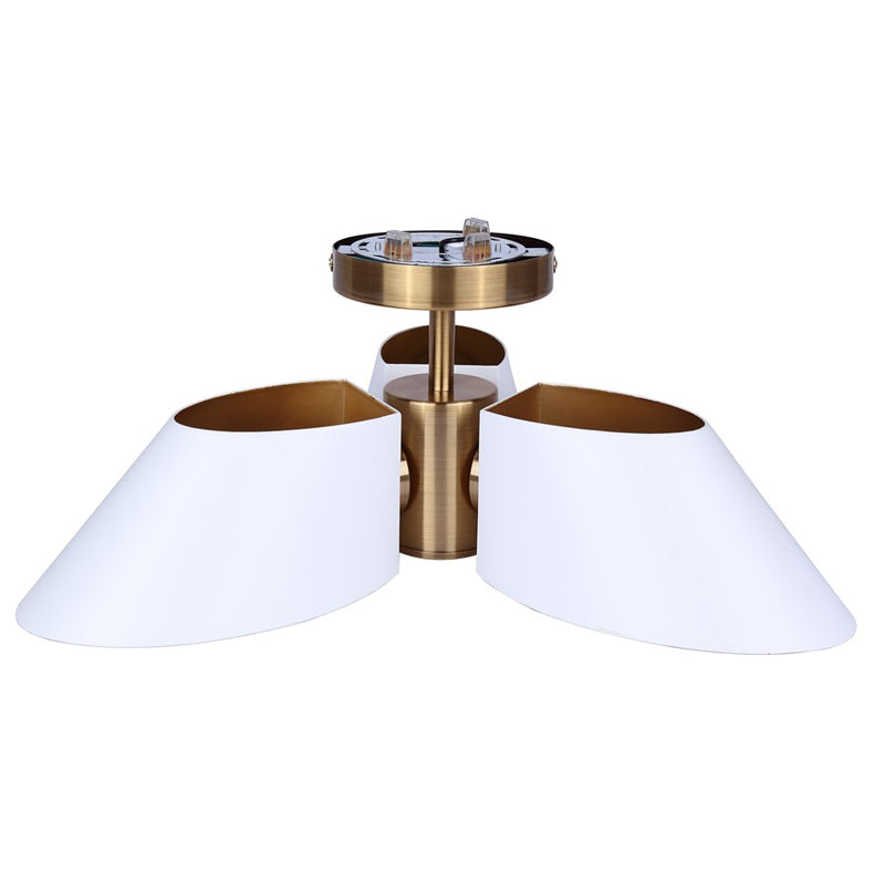 Canarm Daxton 20in 3-Light Semi-Flush Mount | Mid-Century Matte White with Gold Accent | Entryway & Hallway | 20 x 20 x 7.5 in | Model ISF1146A03WHG