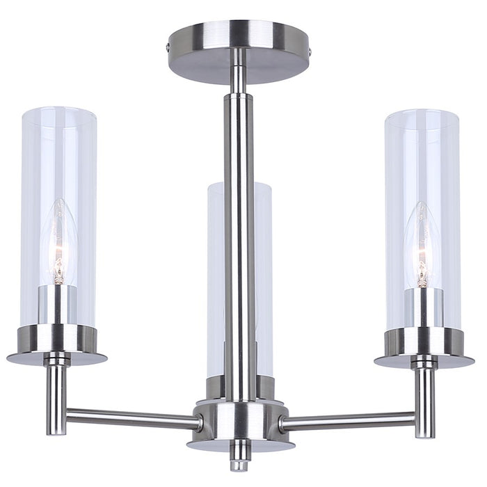 Canarm Benson 3 Light 16" Semi Flush Mount, Brushed Nickel/Clear - ISF1205A03BN