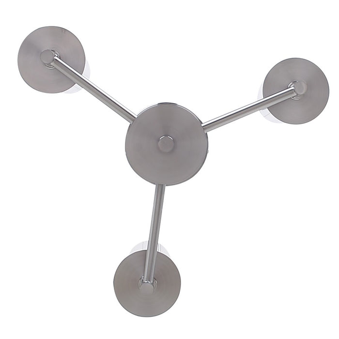 Canarm Benson 3 Light 16" Semi Flush Mount, Brushed Nickel/Clear