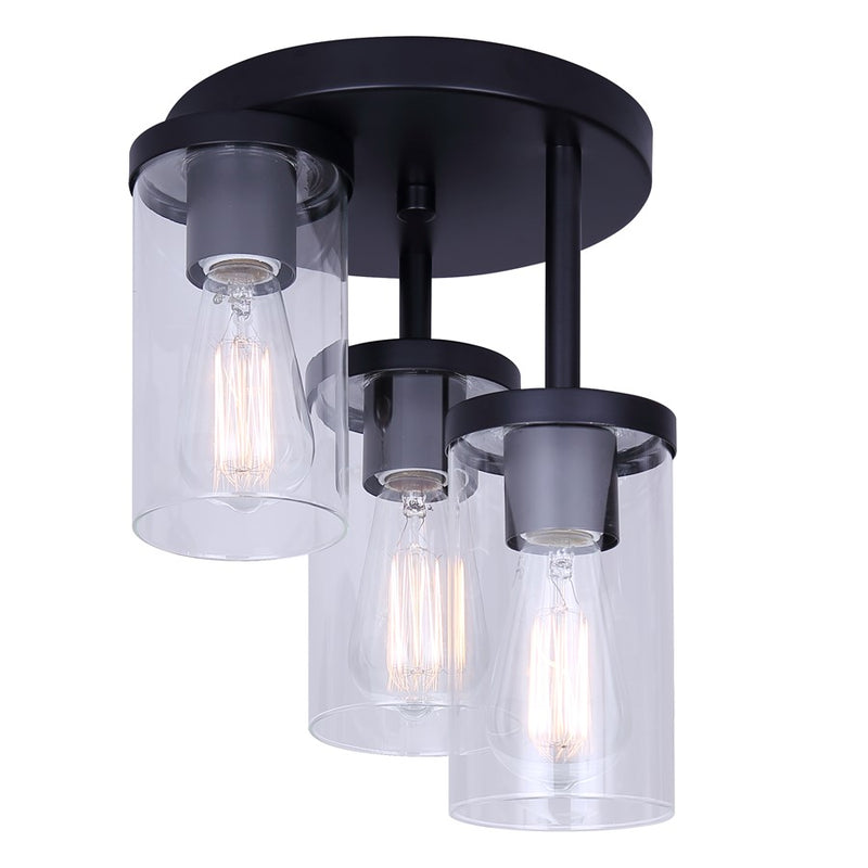 Canarm Britton 3 Light Semi Flush Mount, Matte Black