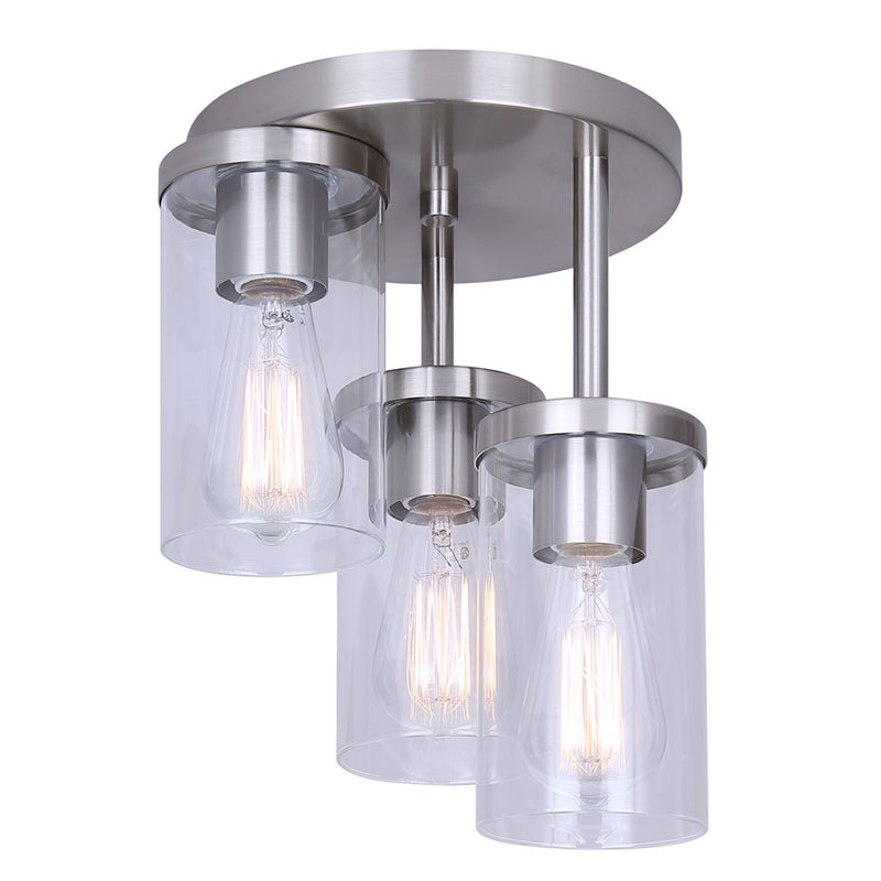 Canarm Britton 3 Light Semi Flush Mount, Brushed Nickel