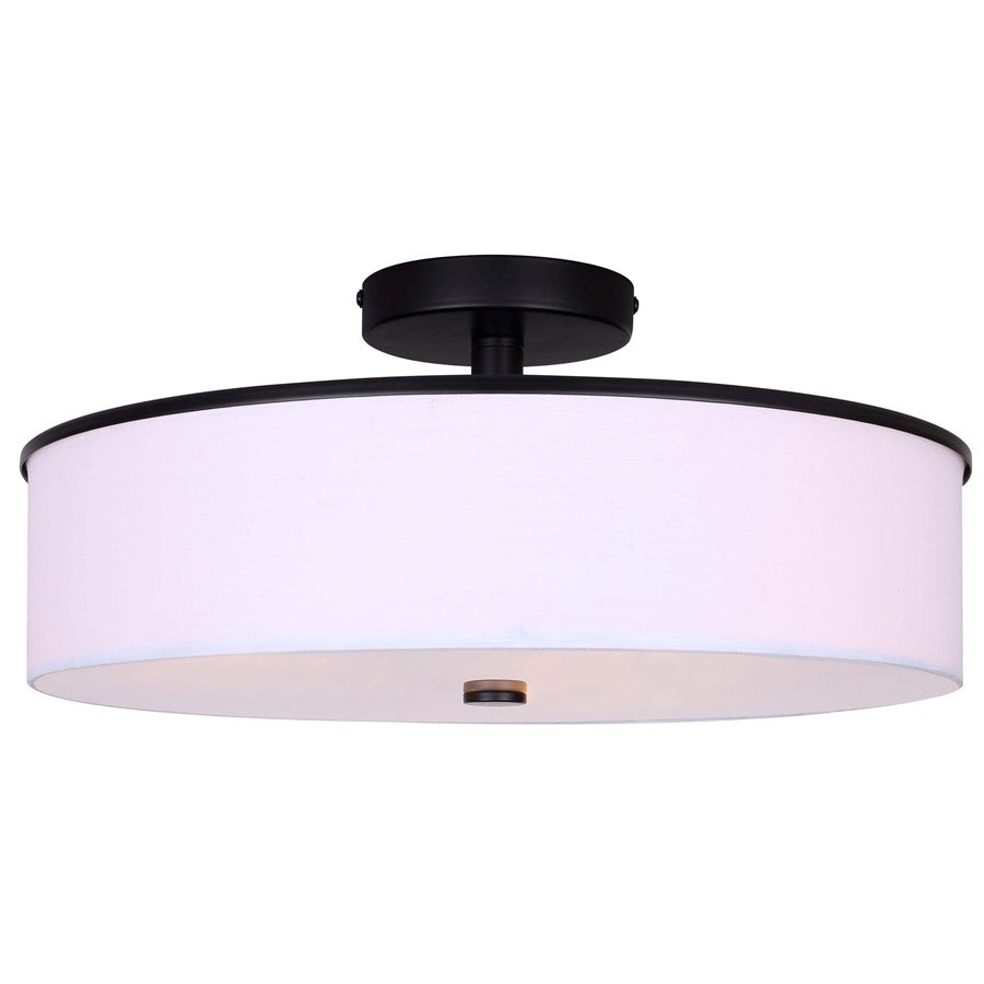 Canarm Tristan 3 Light 17.75" Semi Flush Mount, Black