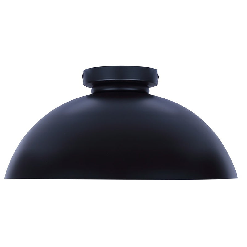 Canarm Eddie 15.5in 1-Light Semi-Flush Mount | Modern Matte Black Steel | Hallway & Bedroom Ceiling Light | 15.5 x 15.5 x 7.5 in | Model ISF2192B01BK