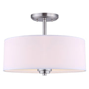 Canarm Pier 14.5in 3-Light Semi-Flush Mount | Traditional Brushed Pewter and Flat Opal Glass | Dining Room & Foyer Ceiling Light | Model ISF280A03BPT
