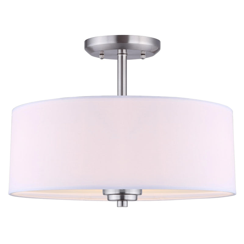 Canarm Pier 14.5in 3-Light Semi-Flush Mount | Traditional Brushed Pewter and Flat Opal Glass | Dining Room & Foyer Ceiling Light | Model ISF280A03BPT