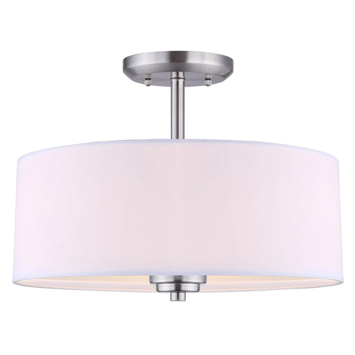 Canarm Pier 14.5in 3-Light Semi-Flush Mount | Traditional Brushed Pewter and Flat Opal Glass | Dining Room & Foyer Ceiling Light | Model ISF280A03BPT