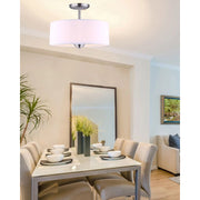 Canarm Pier 14.5in 3-Light Semi-Flush Mount | Traditional Brushed Pewter and Flat Opal Glass | Dining Room & Foyer Ceiling Light | Model ISF280A03BPT
