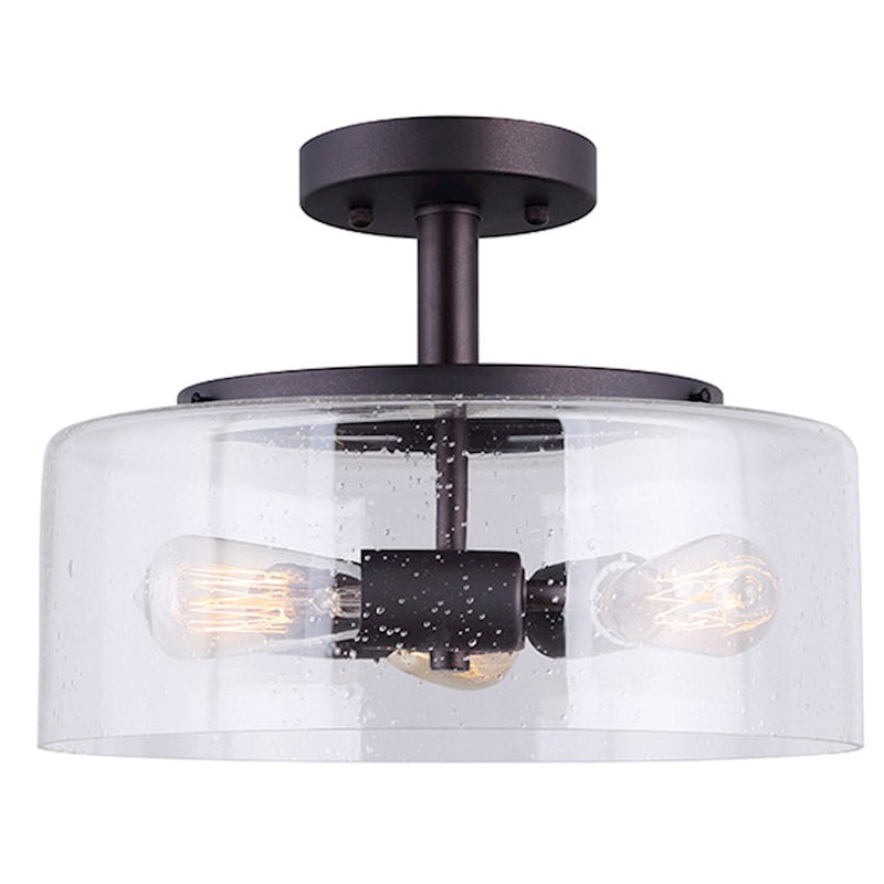 Canarm Nash 13in 3-Light Semi-Flush | Oil Rubbed Bronze and Seeded Glass Shades | Kitchen & Dining Room | 13 x 10 in | Model ISF633A03ORB