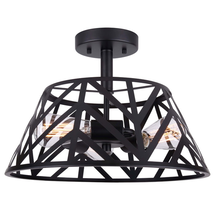Canarm Maud 3 Light 16" Semi Flush Mount, Matte Black