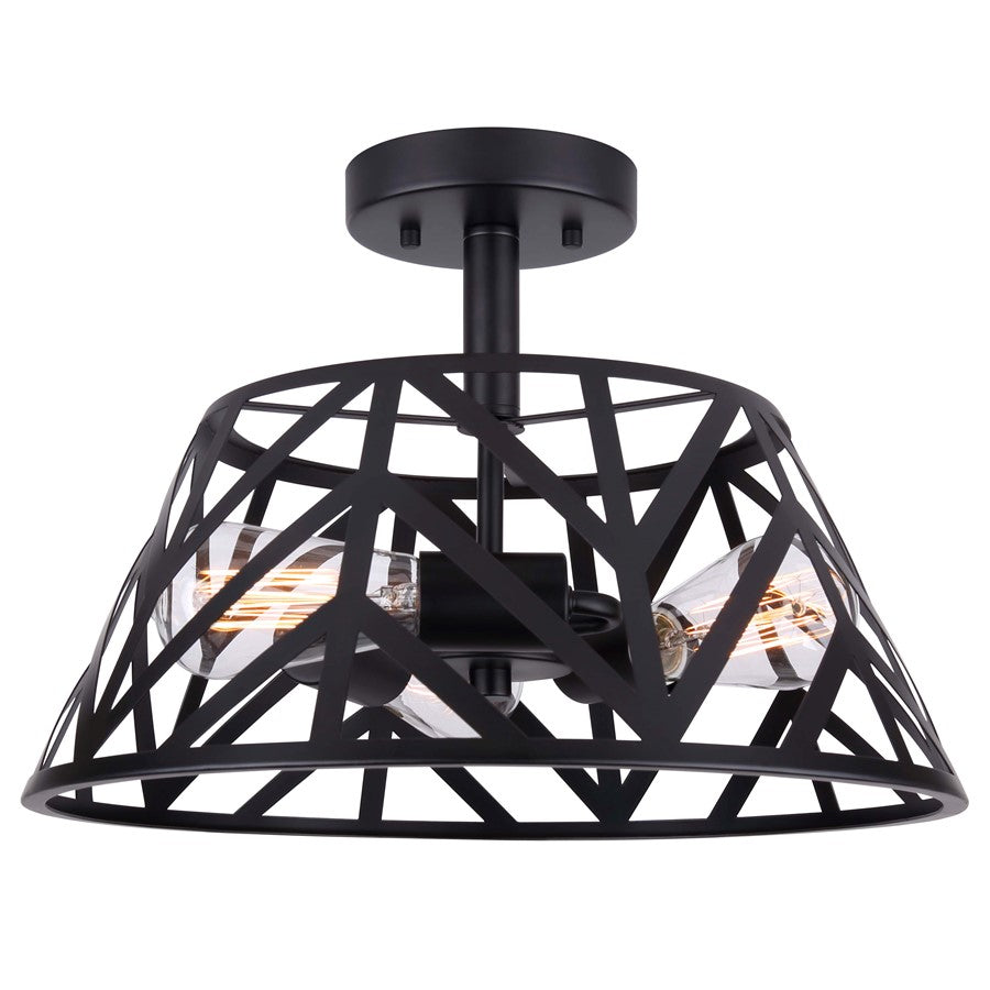 Canarm Maud 3 Light 16" Semi Flush Mount, Matte Black