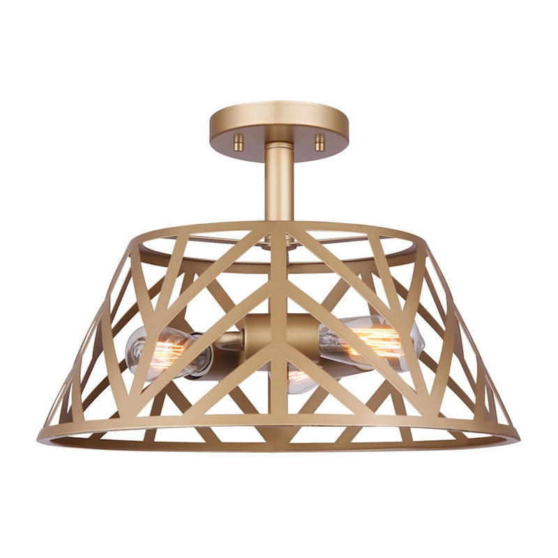 Canarm Maud 15.75in 3-Light Semi-Flush | Mid-Century Painted Gold Metal | Bedroom & Living Room | 15.75 x 11 in | Model ISF635B03PGD
