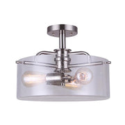 Canarm Albany 14.5in 3-Light Semi-Flush | Brushed Nickel & Seeded Glass | Bedroom & Living Room | 14.5 x 11.5 in | Model ISF679A03BN