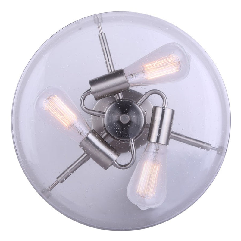 Canarm Albany 14.5in 3-Light Semi-Flush | Brushed Nickel & Seeded Glass | Bedroom & Living Room | 14.5 x 11.5 in | Model ISF679A03BN