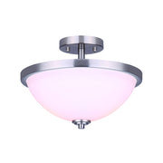 Canarm Noah 13in 2-Light Semi Flush | Modern Brushed Nickel and Opal Glass | Entryway & Hallway | 12.75 x 9.5 in | Model ISF765A02BN