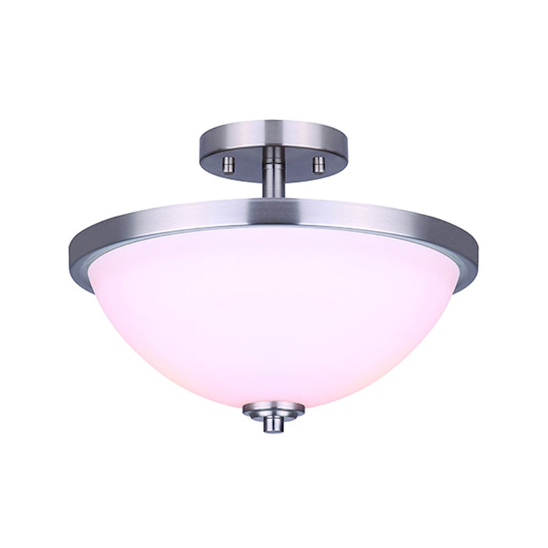 Canarm Noah 13in 2-Light Semi Flush | Modern Brushed Nickel and Opal Glass | Entryway & Hallway | 12.75 x 9.5 in | Model ISF765A02BN