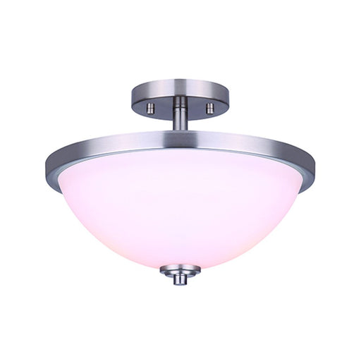 Canarm Noah 13in 2-Light Semi Flush | Modern Brushed Nickel and Opal Glass | Entryway & Hallway | 12.75 x 9.5 in | Model ISF765A02BN