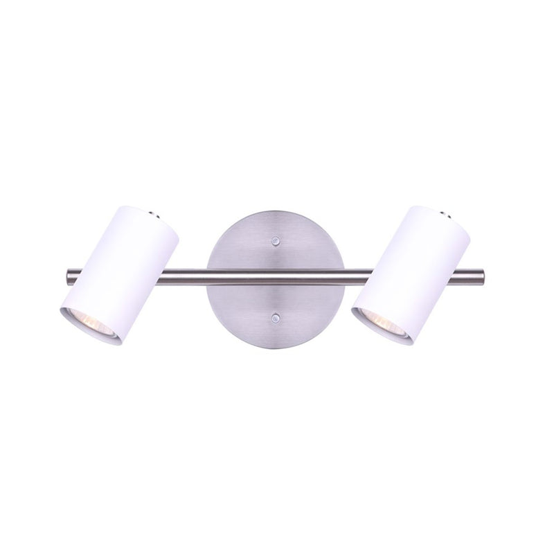 Canarm Kingston 15in 2-Light Track Light | Brushed Nickel and White Metal | Kitchen & Living Room | 15 x 4.75 x 6.25 in | Model IT1015A02BNW10