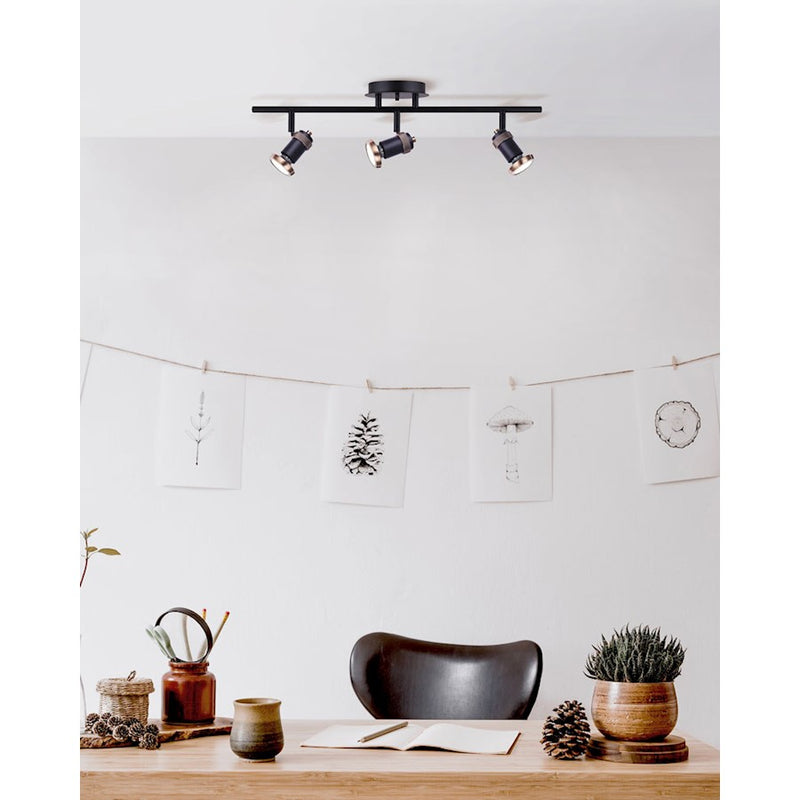 Canarm Tayte 22in 3-Light Track Light | Mid-Century Matte Black and Gold | Kitchen & Living Room Task Lighting | 22 x 5 x 6 in | Model IT1057A03BKG10
