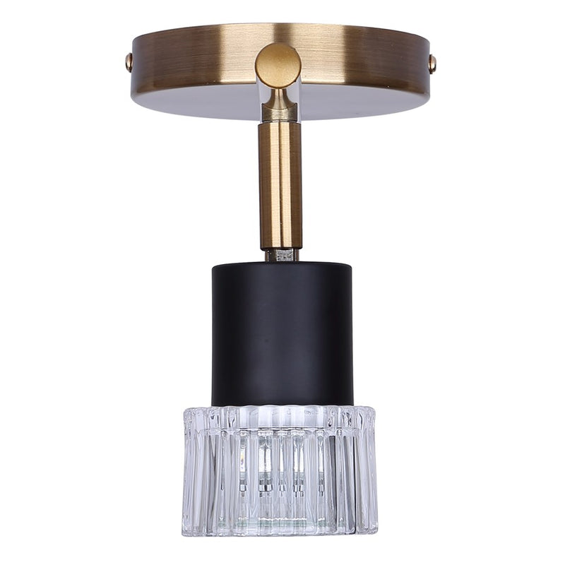 Canarm Elsee 15in 2-Light Track Lighting | Modern Black & Gold Metal with Clear Glass | Kitchen & Living Room | Model IT1161A02BKG10