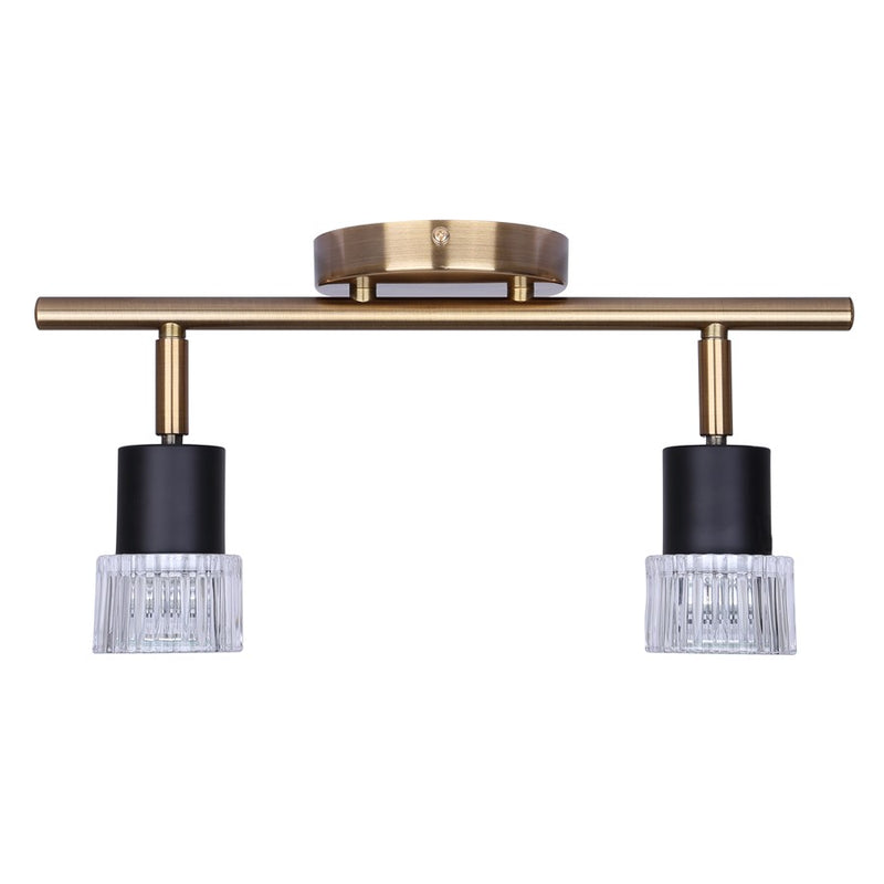 Canarm Elsee 15in 2-Light Track Lighting | Modern Black & Gold Metal with Clear Glass | Kitchen & Living Room | Model IT1161A02BKG10