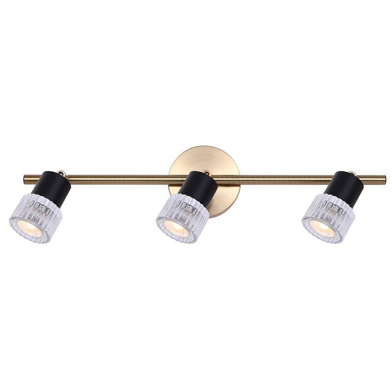 Canarm Elsee 3 Light Track Lighting, Black/Gold/Clear