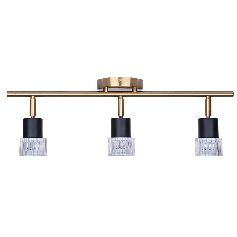 Canarm Elsee 3 Light Track Lighting, Black/Gold/Clear