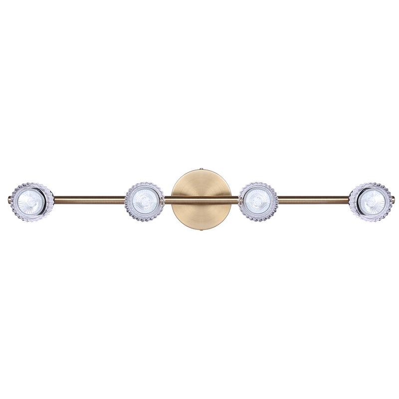 Canarm Elsee 29in 4-Light Track Light | Modern Matte Black and Gold with Clear Ribbed Glass | Kitchen & Living Room | Model IT1161A04BKG10
