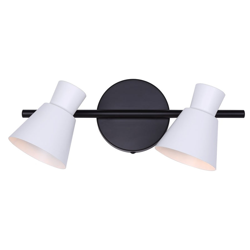 Canarm Radley 14in 2-Light Track Light | Modern Matte Black and White Metal Shades | Kitchen & Living Room | 14 x 4.75 x 7 in | Model IT1163A02BW10