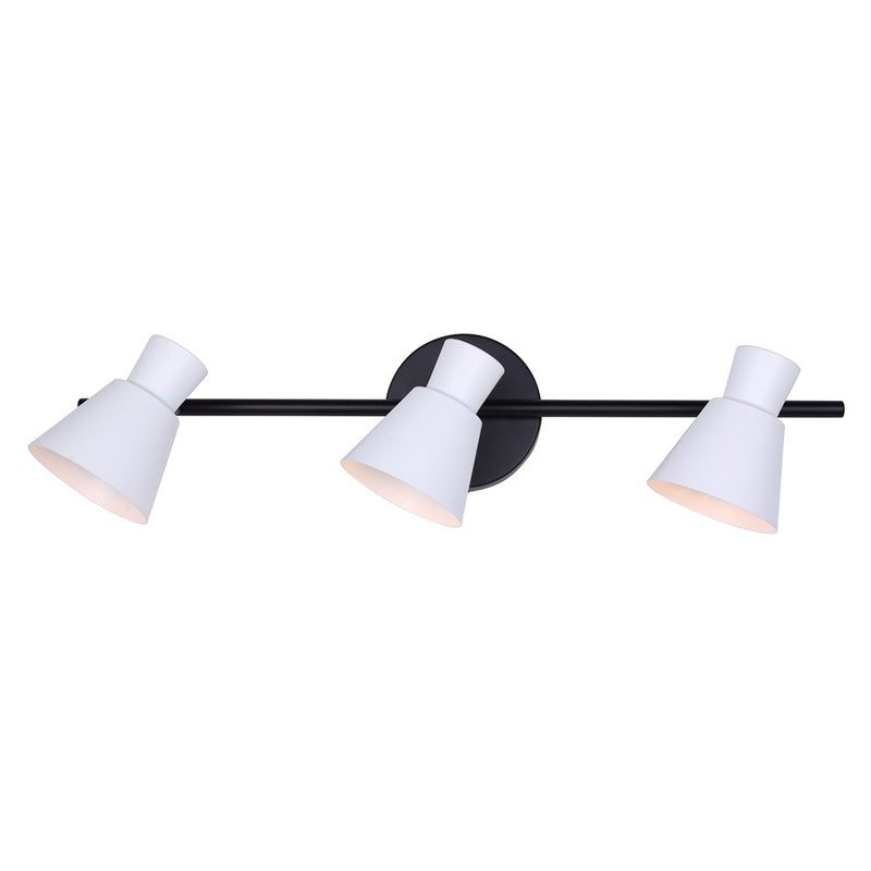 Canarm Radley 22in 3-Light Track Light | Modern Matte Black and White Metal Shades | Kitchen & Living Room | 22.5 x 4.75 x 7 in | Model IT1163A03BW10