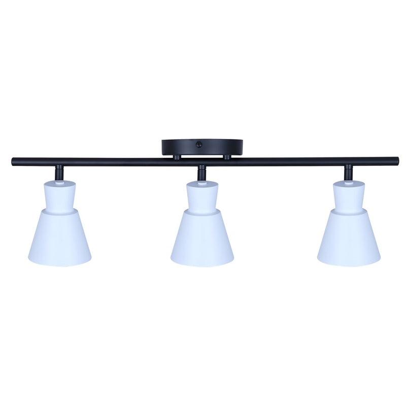 Canarm Radley 22in 3-Light Track Light | Modern Matte Black and White Metal Shades | Kitchen & Living Room | 22.5 x 4.75 x 7 in | Model IT1163A03BW10