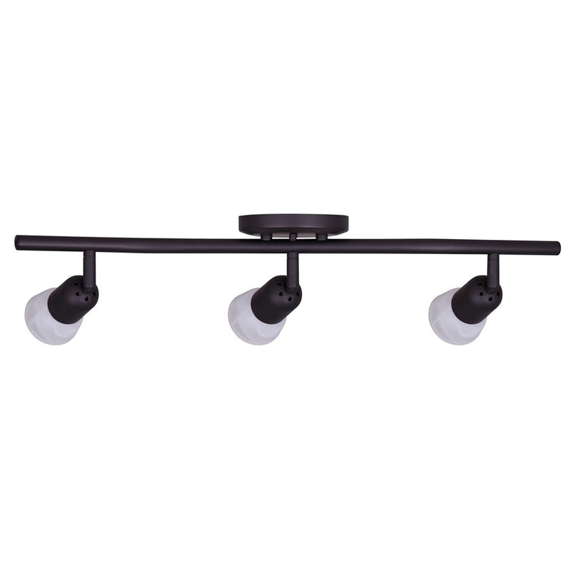 Canarm James 23in 3-Light Track | Oil Rubbed Bronze Steel and White Alabaster Glass | Kitchen & Living Room Accent | Model IT356A03ORB10